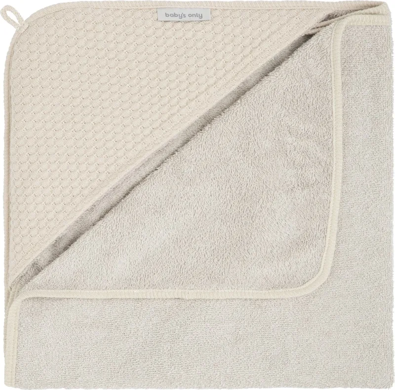 Baby badcape - Omslagdoek - Handdoek met capuchon Sky - 75x85 cm - Badstof by Baby's Only in Warm Linen – product photo