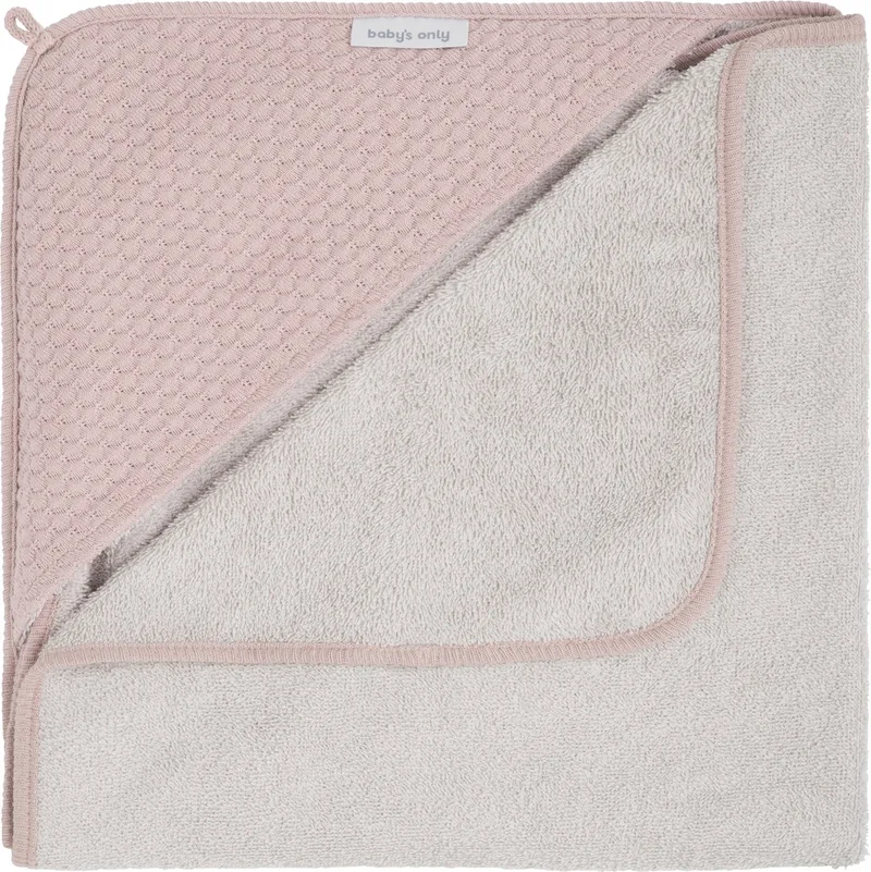 Baby badcape - Omslagdoek - Handdoek met capuchon Sky - 75x85 cm - Badstof by Baby's Only in Oud Roze – product photo