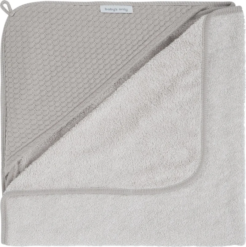 Baby badcape - Omslagdoek - Handdoek met capuchon Sky - 75x85 cm - Badstof by Baby's Only in Urban Taupe – product photo