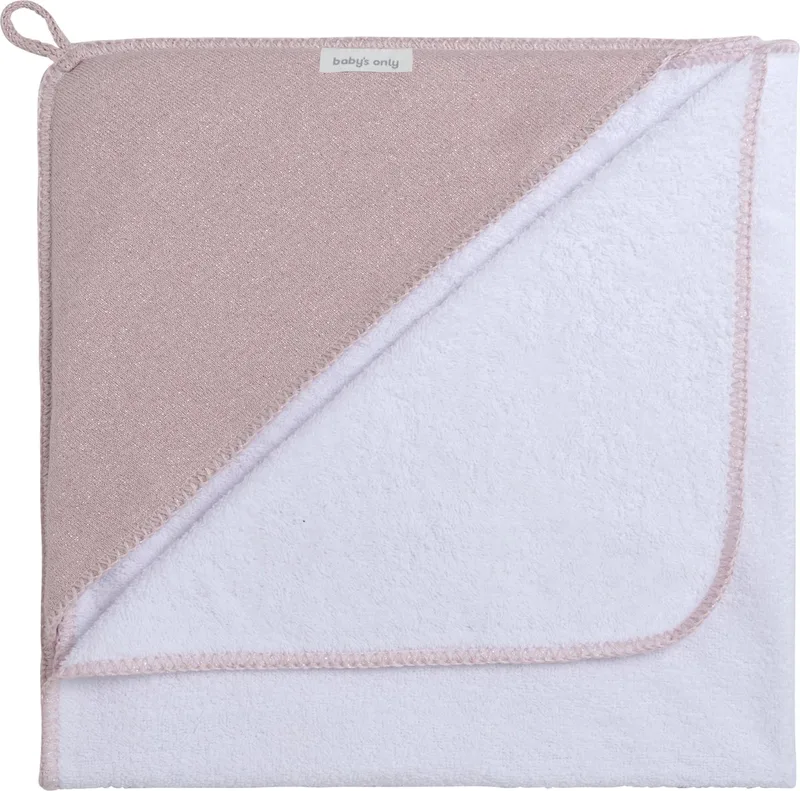 Baby badcape - Omslagdoek - Handdoek met capuchon Sparkle - 75x85 cm - Met subtiel glittertje - Badstof by Baby's Only in Zilver-Roze Mêlee – product photo