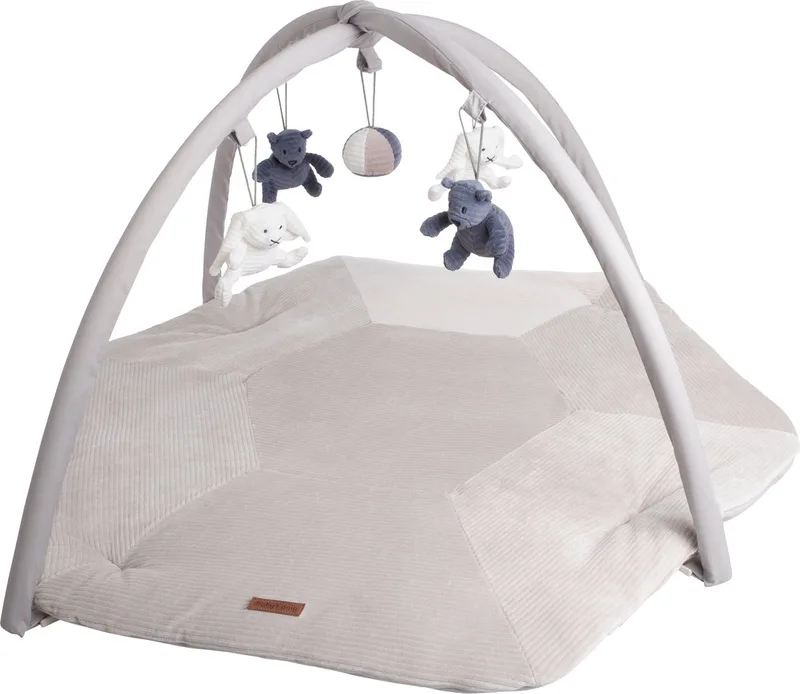 Baby speelkleed met boog - Baby gym - Playmat - Speelmat Sense - Vintage blue/Kiezelgrijs/Wit - Zachte rib corduroy stof - 94x83 cm de Baby's Only en Vintage Blue – photo produit