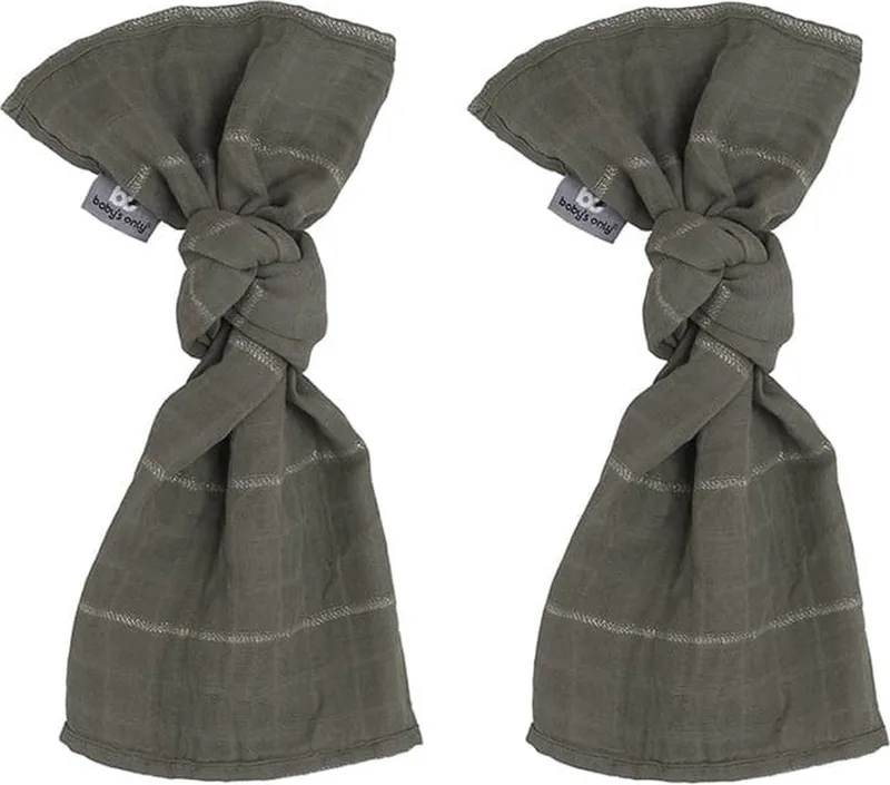 Baby swaddle - Inbakerdoek - Hydrofiele doeken Sparkling - 65x65 cm - 100% katoen - Met subtiel glittertje - 2 stuks by Baby's Only in Khaki – product photo