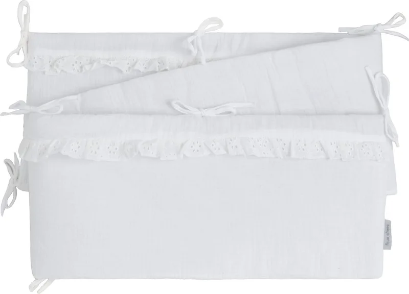 Bedbumper Calm - Boxbumper - Bedomrander - Bedomranding baby - Parkomrander - Geschikt voor ledikant, bed en box - 100% katoen - 180x30 cm fra Baby's Only i Hvid – produktbillede