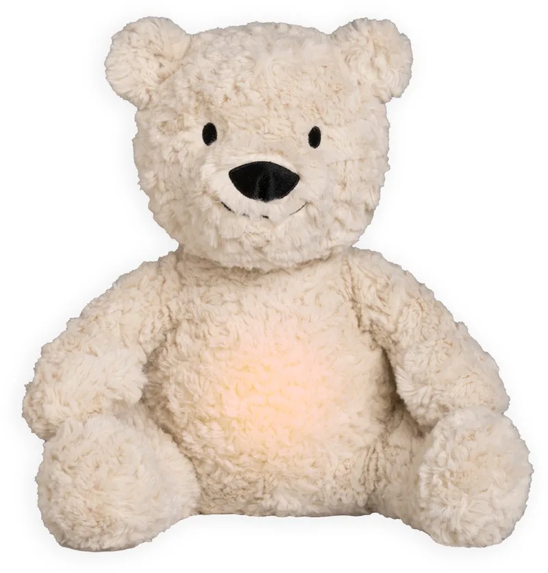 Bo de knuffelbeer met slaaptrainer - Baby knuffel met white noise en slimme huilsensor - Nachtlicht - Warm Linen by Baby's Only in Warm Linen (Beer) – product photo