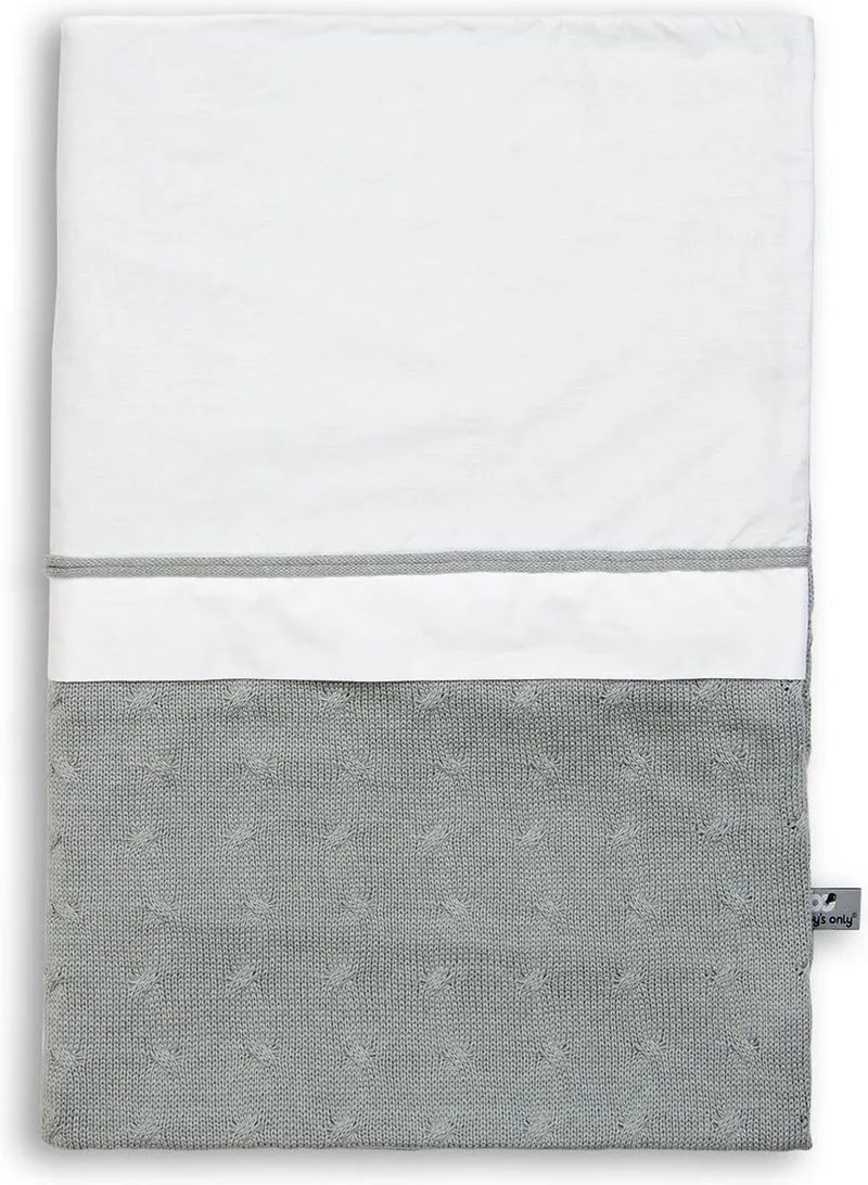 Gebreid baby dekbedovertrek ledikant - baby deken Cable - 100x135 cm by Baby's Only in Grey – product photo