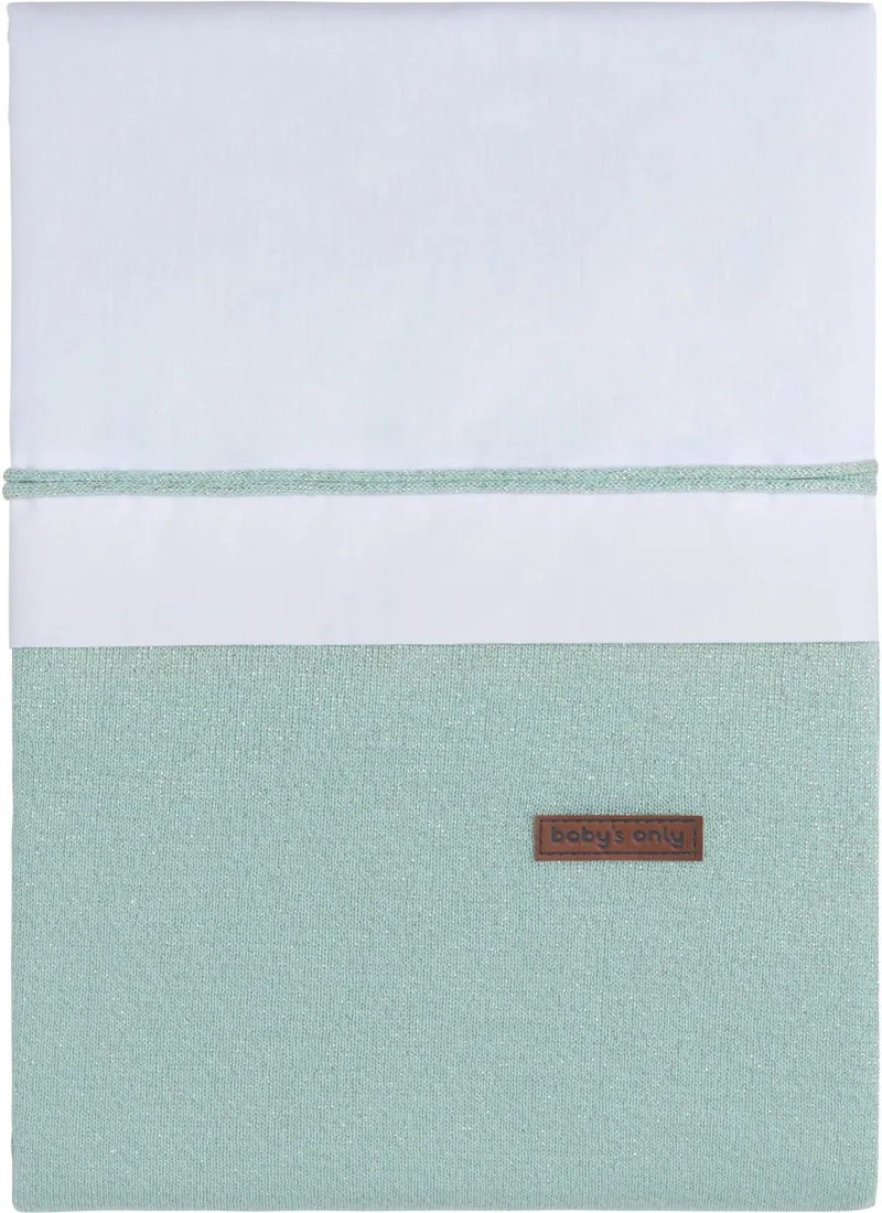 Gebreid baby dekbedovertrek ledikant - baby deken Sparkle - 100x135 cm - Met subtiel glittertje de Baby's Only en Goud-Mint Mêlee – photo produit