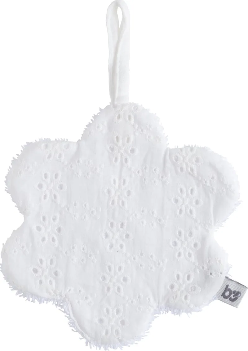Gebreid speendoekje - Speenknuffel bloem Calm van Baby's Only in Wit – productfoto