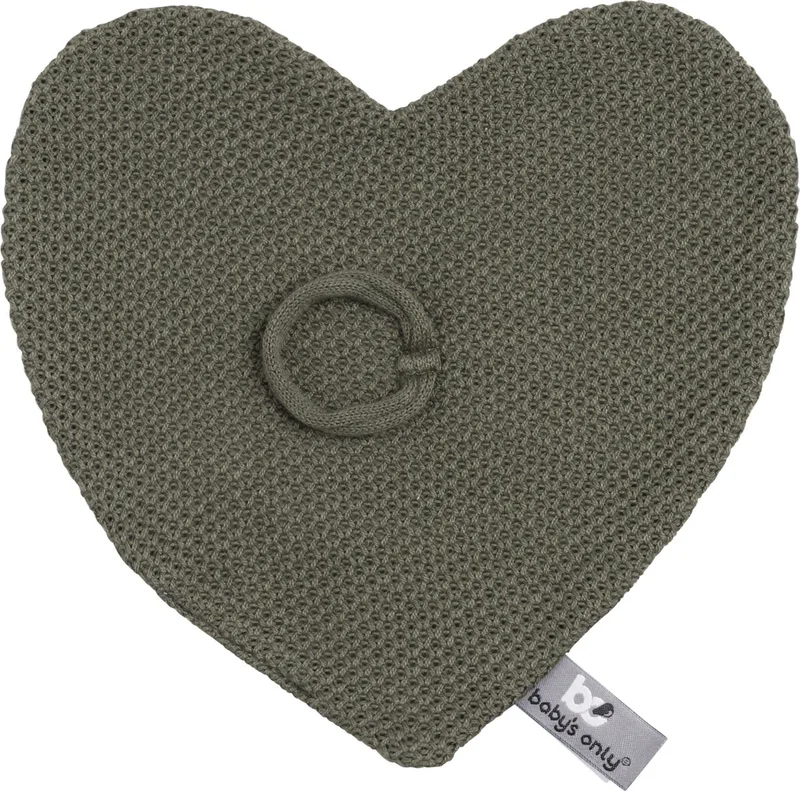 Gebreid speendoekje - Speenknuffel hartje Classic van Baby's Only in Khaki – productfoto