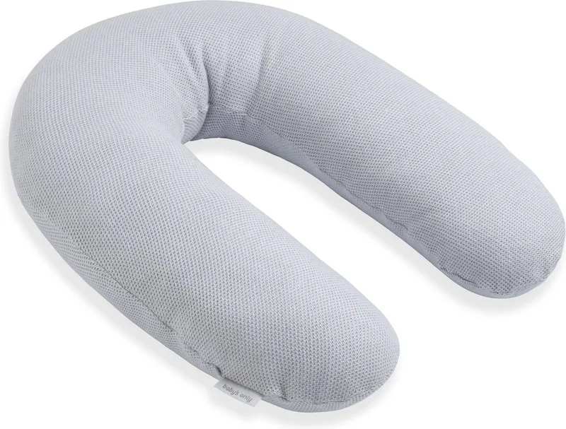 Gebreid voedingskussen - Zwangerschapskussen - Zijslaapkussen - Lichaamskussen Classic - 160 cm van Baby's Only in Zilvergrijs – productfoto
