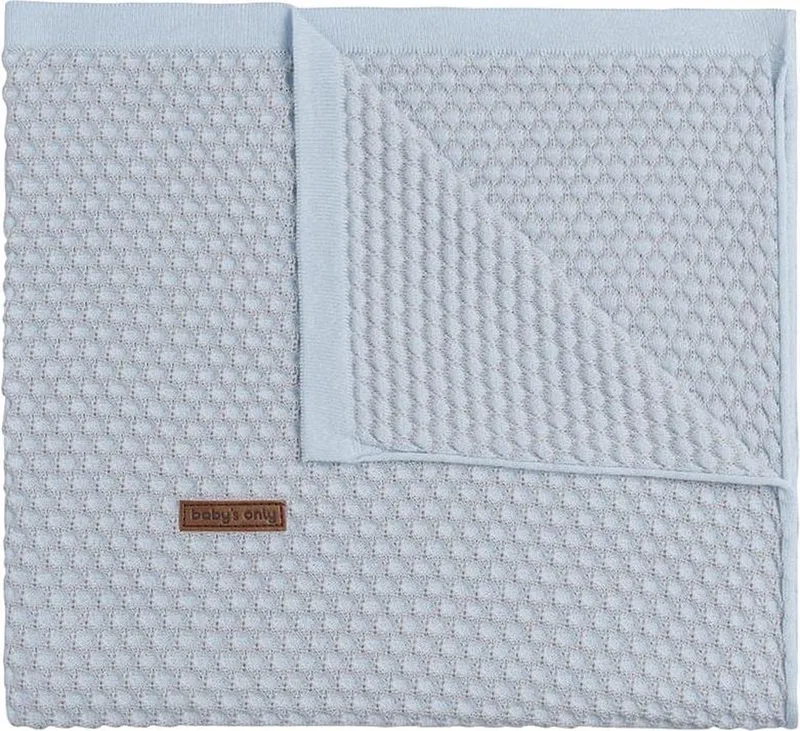 Gebreide ledikantdeken - Baby deken Sun - Poederblauw/Zilvergrijs de Baby's Only en Poederblauw – photo produit