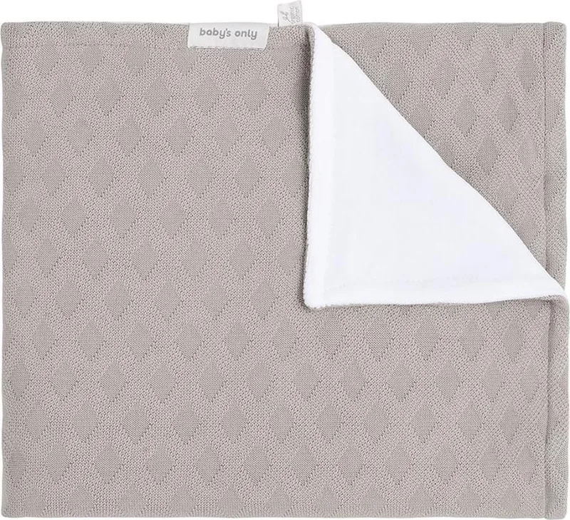 Gebreide ledikantdeken chenille - Baby deken Reef - Dekentje voor jongens en meisjes - 1.3 TOG - 100x135 cm - 100% ecologisch katoen by Baby's Only in Urban Taupe – product photo