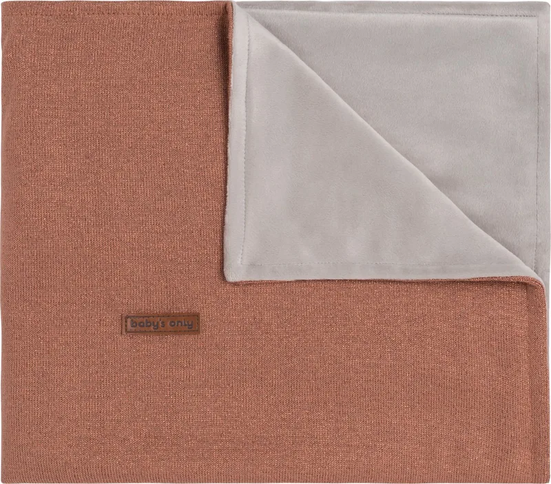 Gebreide ledikantdeken soft - Baby deken Sparkle - Dekentje voor jongens en meisjes - 1.4 TOG - 100x135 cm - Met subtiel glittertje by Baby's Only in Koper-Honey Mêlee – product photo