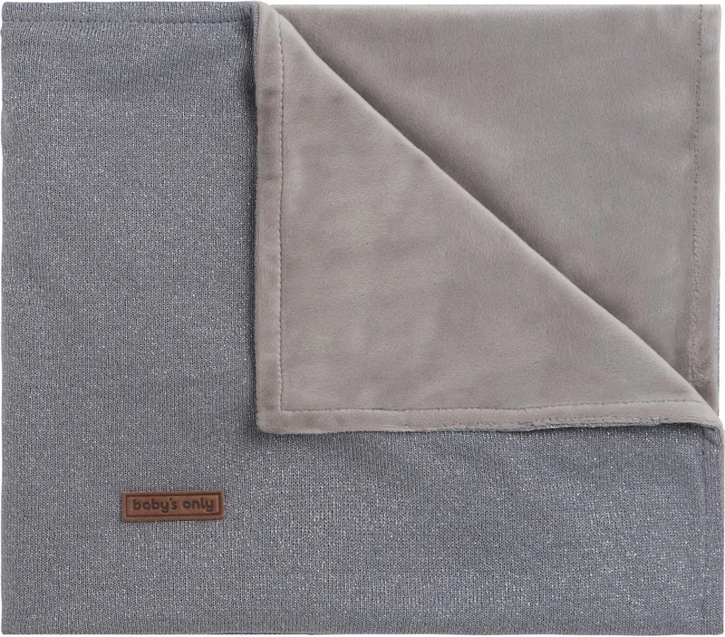 Gebreide ledikantdeken soft - Baby deken Sparkle - Dekentje voor jongens en meisjes - 1.4 TOG - 100x135 cm - Met subtiel glittertje by Baby's Only in Zilvergrijs Mêlee – product photo