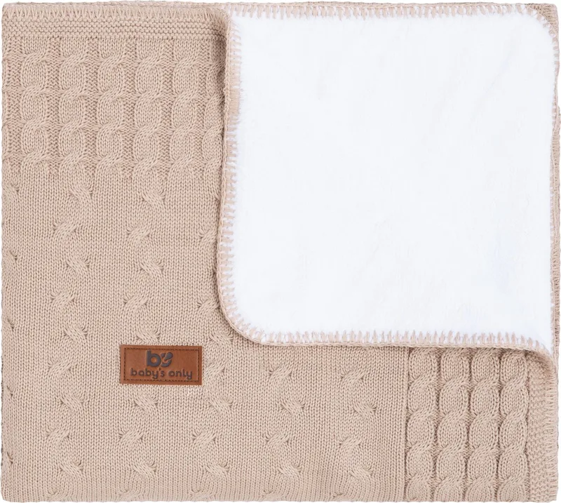 Gebreide ledikantdeken teddy - Baby deken Cable de Baby's Only en Beige – photo produit