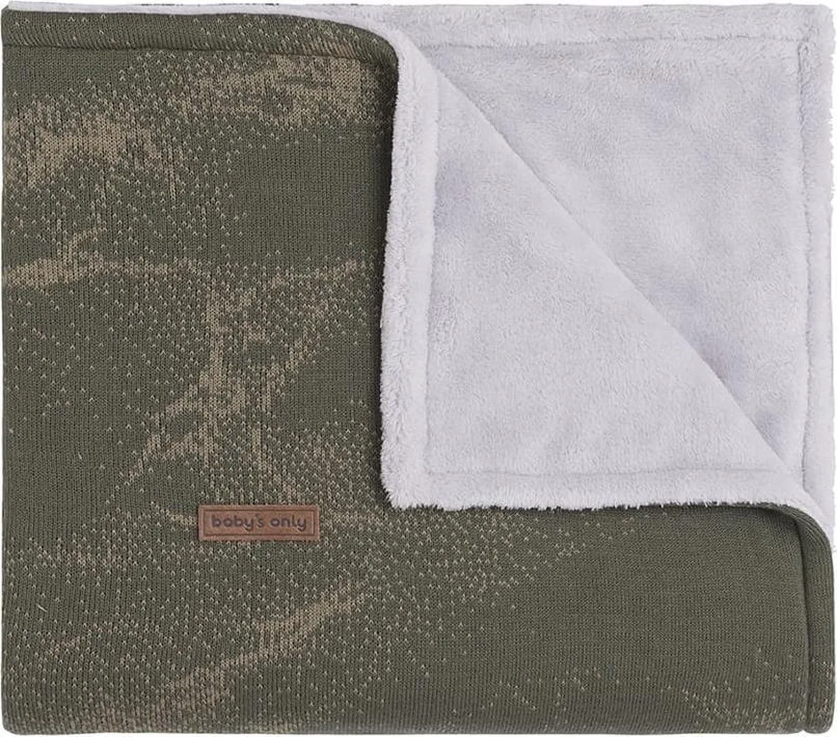 Gebreide ledikantdeken teddy - Baby deken Marble - Khaki/Olive de Baby's Only en Khaki – photo produit