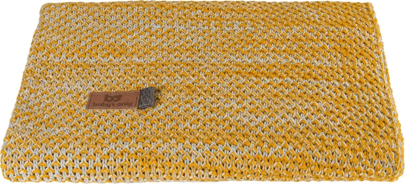 Gebreide wiegdeken - Baby deken River - Oker/Grijs Mêlee fra Baby's Only i Oker – produktbillede