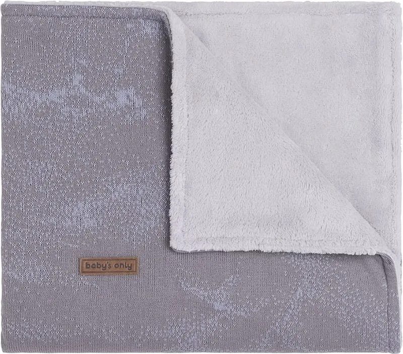 Gebreide wiegdeken teddy - Baby deken Marble - Cool Grey/Lila de Baby's Only en Cool Grey – photo produit