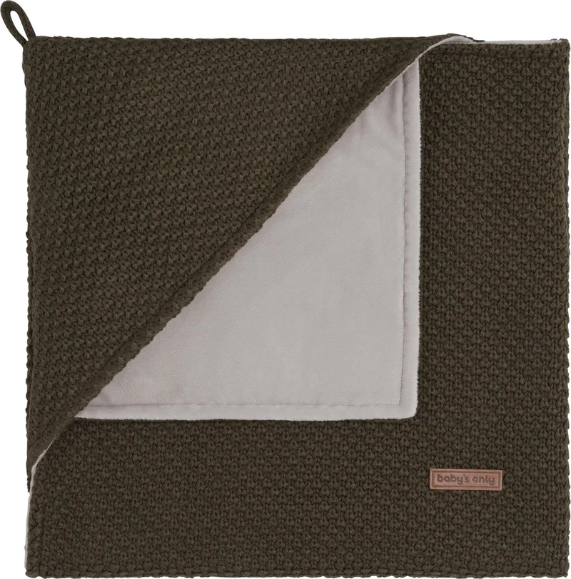 Gebreide wikkeldeken - Omslagdoek baby Flavor - Fluweel voering - 75x75 cm - Geschikt voor drie- en vijfpuntsgordel by Baby's Only in Green – product photo