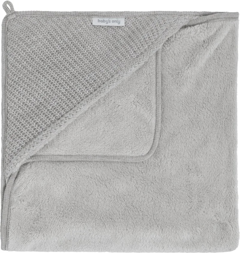 Gebreide wikkeldeken - Omslagdoek baby Hope - 75x75 cm - Geschikt voor drie- en vijfpuntsgordel van Baby's Only in Dusty Grey – productfoto