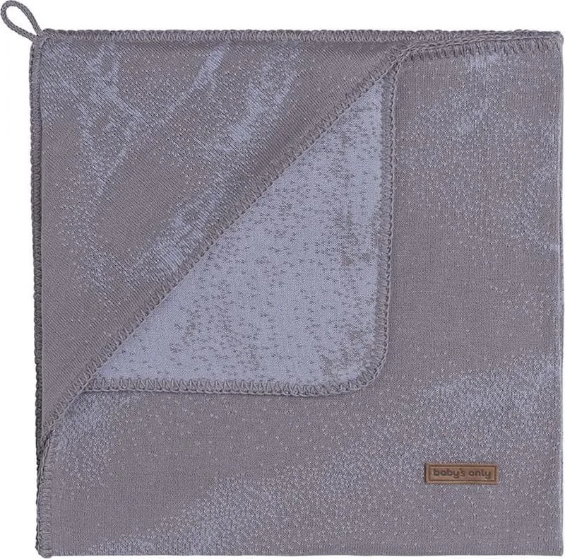 Gebreide wikkeldeken - Omslagdoek baby Marble - Cool Grey/Lila - 75x75 cm - Geschikt voor drie- en vijfpuntsgordel van Baby's Only in Cool Grey – productfoto