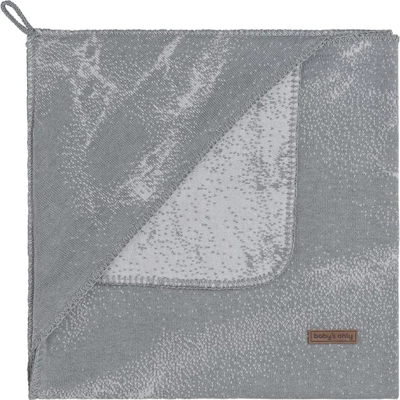 Gebreide wikkeldeken - Omslagdoek baby Marble - Grijs/Zilvergrijs - 75x75 cm - Geschikt voor drie- en vijfpuntsgordel by Baby's Only in Grey – product photo