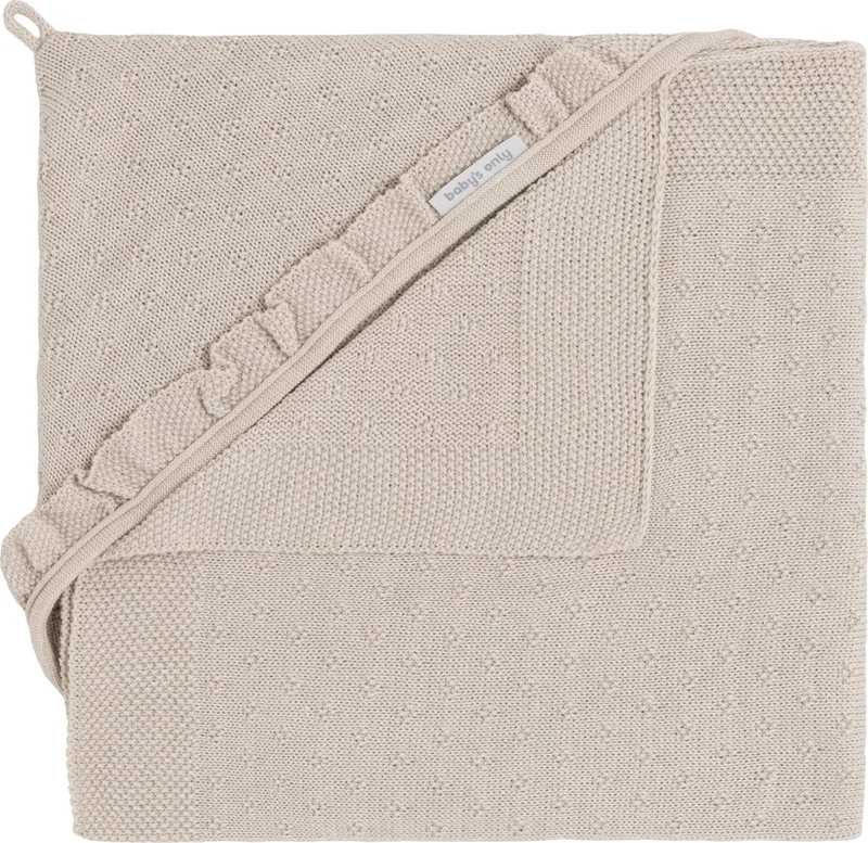 Gebreide wikkeldeken - Omslagdoek baby Mood - 75x75 cm - Geschikt voor drie- en vijfpuntsgordel van Baby's Only in Warm Linen – productfoto