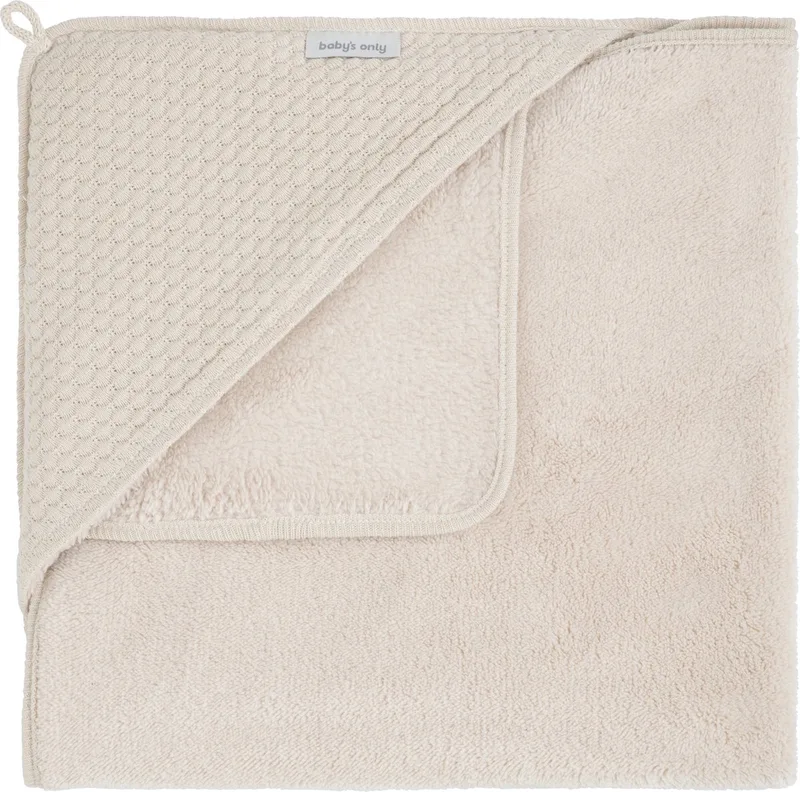 Gebreide wikkeldeken - Omslagdoek baby Sky - Teddy voering - 75x75 cm - Geschikt voor drie- en vijfpuntsgordel by Baby's Only in Warm Linen – product photo