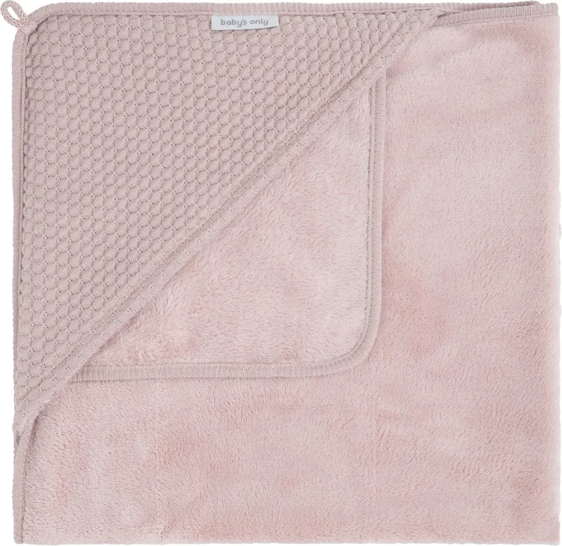 Gebreide wikkeldeken - Omslagdoek baby Sky - Teddy voering - 75x75 cm - Geschikt voor drie- en vijfpuntsgordel by Baby's Only in Oud Roze – product photo