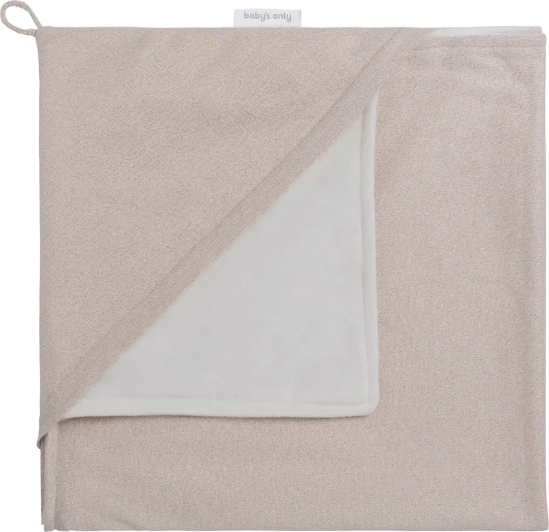 Gebreide wikkeldeken - Omslagdoek baby Sparkle - Fluweel voering - 75x75 cm - Met subtiel glittertje - Geschikt voor drie- en vijfpuntsgordel by Baby's Only in Goud-Ivoor Mêlee – product photo