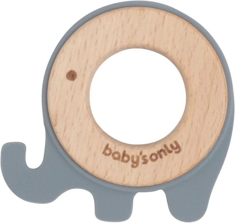 Houten baby bijtring - Bijtspeeltje olifant - Baby cadeau de Baby's Only en Gris – photo produit