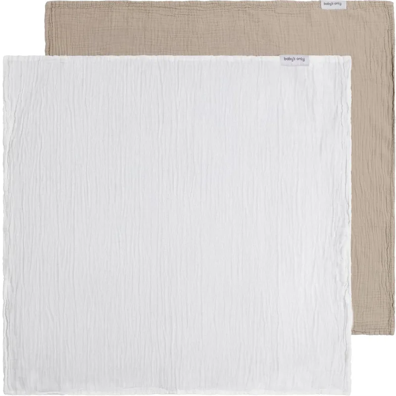 Hydrofiele doek Tender - Swaddles voor baby - Inbakerdoek - Hydrofiele luier - Mousseline - Beige/Wit - 115x115 cm - 2-pack - 100% prewashed katoen by Baby's Only in Beige – product photo