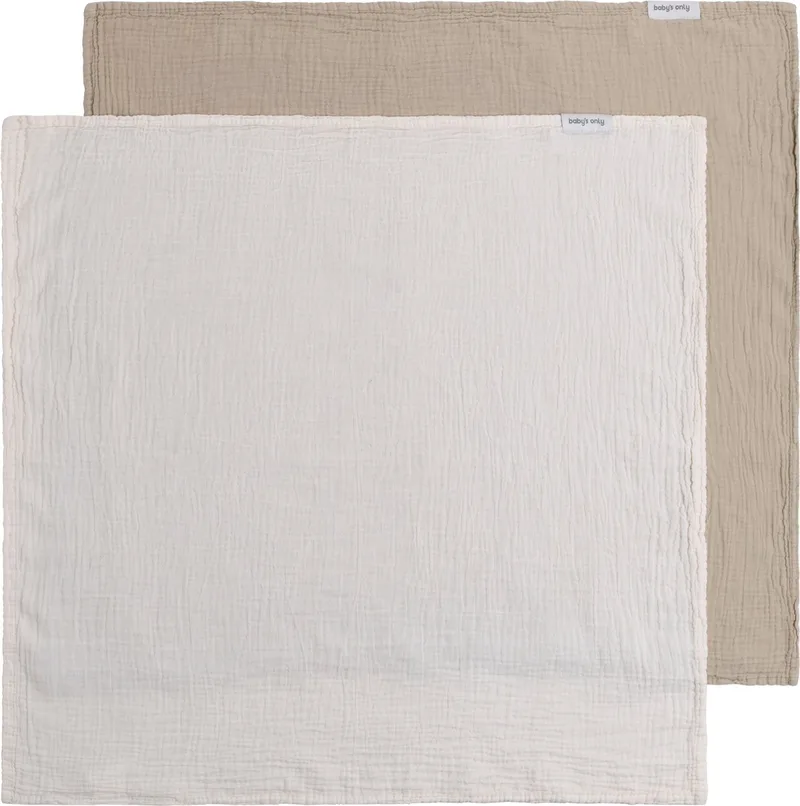 Hydrofiele doek Tender - Swaddles voor baby - Inbakerdoek - Hydrofiele luier - Mousseline - Beige/Linen - 115x115 cm - 2-pack - 100% prewashed katoen by Baby's Only in Beige – product photo