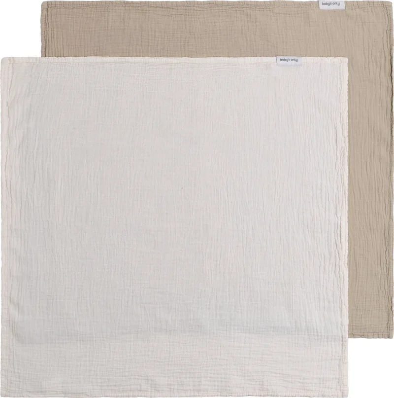 Hydrofiele doek Tender - Swaddles voor baby - Inbakerdoek - Hydrofiele luier - Mousseline - Beige/Linen - 65x65 cm - 2-pack - 100% prewashed katoen by Baby's Only in Beige – product photo