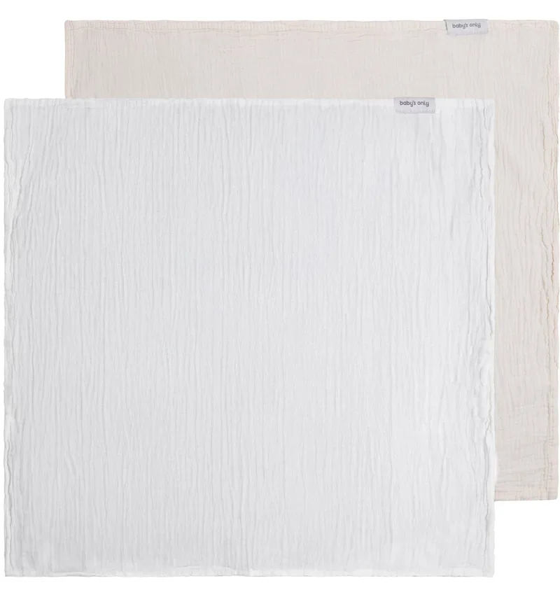 Hydrofiele doek Tender - Swaddles voor baby - Inbakerdoek - Hydrofiele luier - Mousseline - Wit/Linen - 65x65 cm - 2-pack - 100% prewashed katoen by Baby's Only in Linen – product photo
