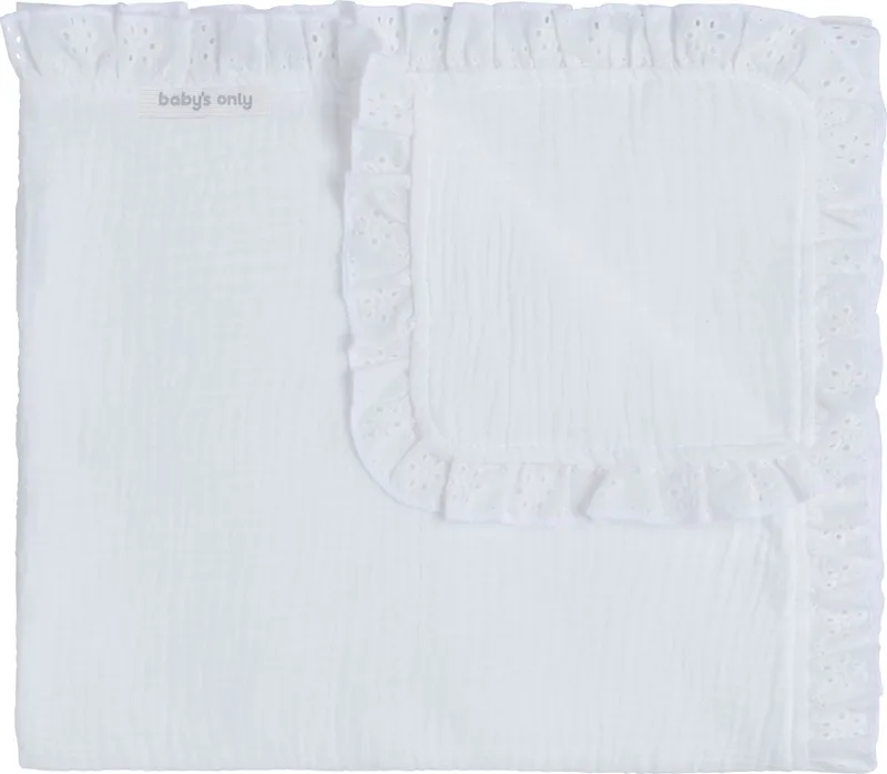 Ledikantdeken - Baby deken Calm - Deken voor in de ledikant - Dekentje voor jongens en meisjes - 0.6 TOG - Lente & zomer deken - 100x135 cm - 100% katoen by Baby's Only in White – product photo