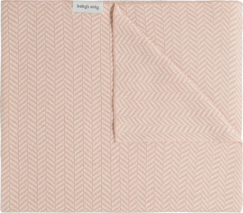 Ledikantdeken Dawn - Baby deken met visgraat motief - Babydeken uit katoen en acryl - 6 tot 36 maanden - Blush/Ecru - 100x135 cm by Baby's Only in Blush – product photo