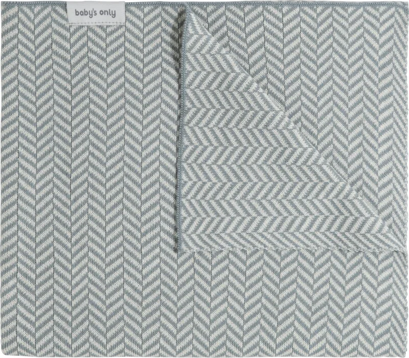 Ledikantdeken Dawn - Baby deken met visgraat motief - Babydeken uit katoen en acryl - 6 tot 36 maanden - Nordic Blue/Ecru - 100x135 cm van Baby's Only in Nordic Blue – productfoto