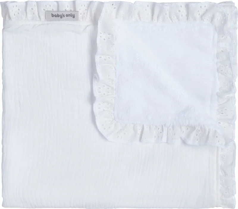 Ledikantdeken teddy - Baby deken Calm - Deken voor in de ledikant - Dekentje voor jongens & meisjes - 2.3 TOG - 4-seizoenen - 100x135 cm - 100% katoen by Baby's Only in White – product photo