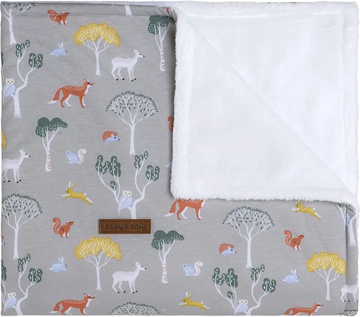 Ledikantdeken teddy - Baby deken Forest - 100% katoen van Baby's Only in Grijs – productfoto
