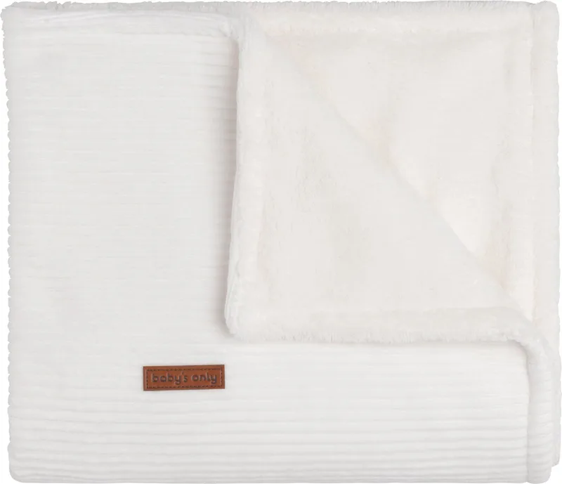 Ledikantdeken teddy - Baby deken Sense - Dekentje voor jongens en meisjes - 2.6 TOG - 100x135 cm - Rib corduroy stof - Herfst & winter deken by Baby's Only in White – product photo