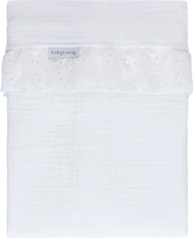Ledikantlaken Calm - Laken voor de ledikant - Met ruffle - Babylaken - TOG 0.2 - 120x150 cm - Gemaakt van 100% katoen by Baby's Only in White – product photo