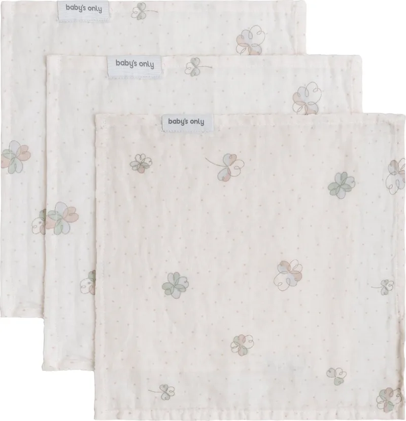 Monddoekje Tender - Hydrofiele monddoekjes baby - Spuugdoekjes - Washandjes set - Hydrofiele doek - 30x30 cm - 3-pack - 100% prewashed katoen van Baby's Only in Clover – productfoto