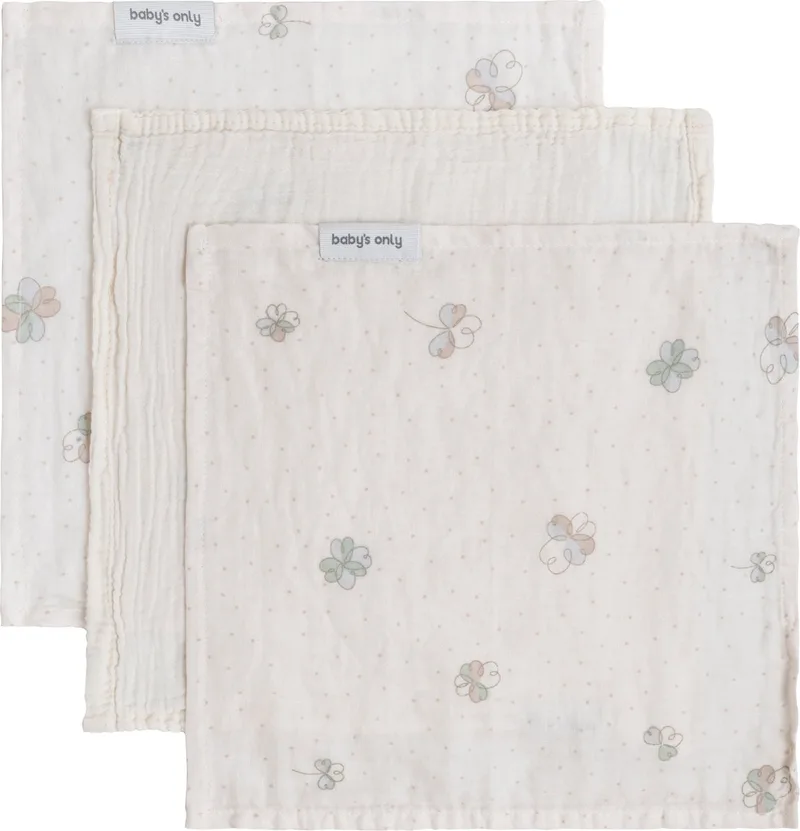 Monddoekje Tender - Hydrofiele monddoekjes baby - Spuugdoekjes - Washandjes set - Hydrofiele doek - Linen/Clover - 30x30 cm - 3-pack - 100% prewashed katoen de Baby's Only en Linen – photo produit