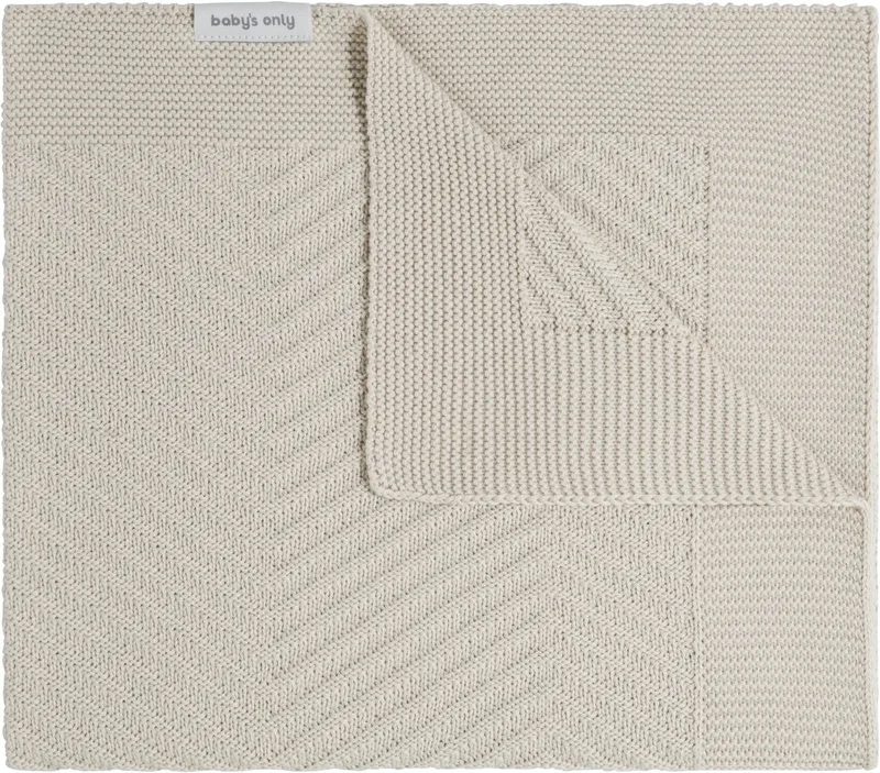 Newborn deken Grace - Baby deken met visgraat motief - Babydeken uit katoen en acryl - Voor de eerste 3 maanden - 65x75 cm by Baby's Only in Warm Linen – product photo