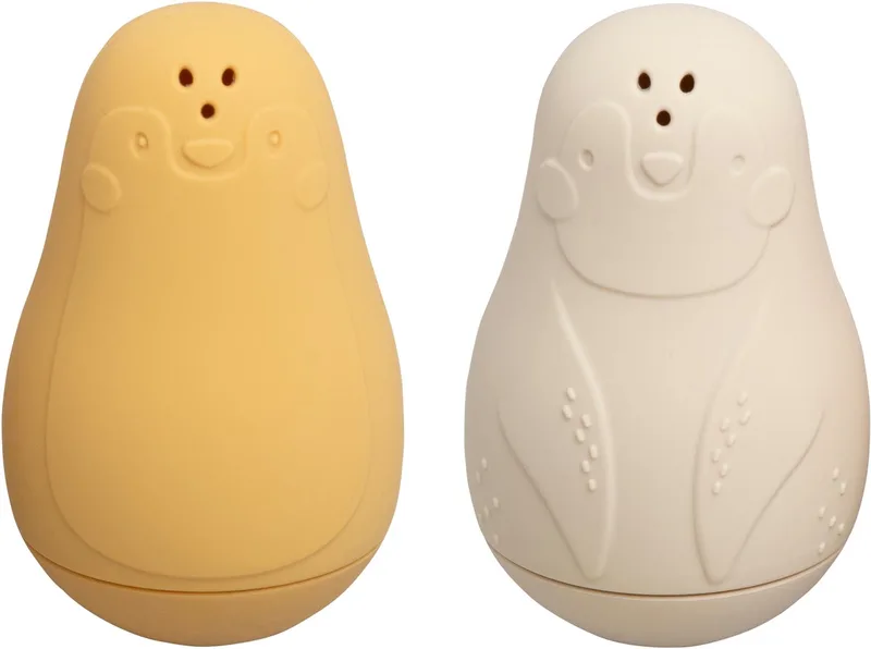 Spuitfiguur pinguïns - Baby badspeelgoed - Oker/Warm Linen - Siliconen speelgoed - Baby cadeau de Baby's Only en Oker – photo produit