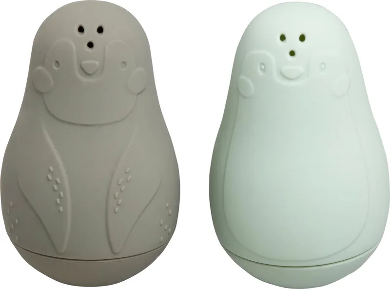 Spuitfiguur pinguïns - Baby badspeelgoed - Urban Green/Mint - Siliconen speelgoed - Baby cadeau van Baby's Only in Urban Green – productfoto