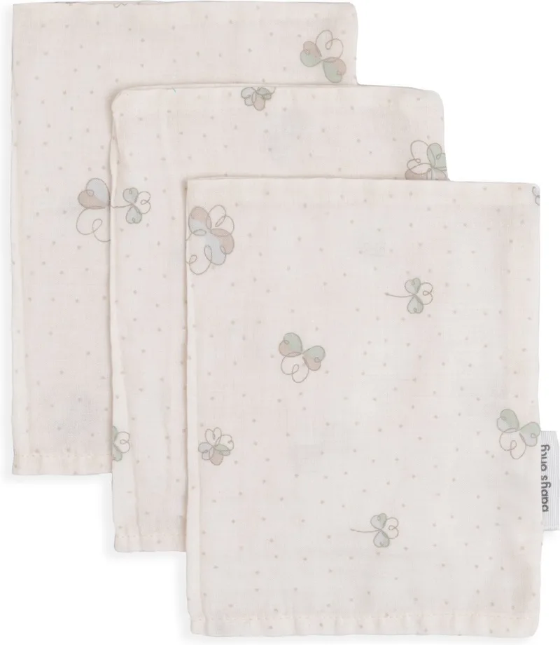 Washandje Tender - Babywashandjes - Hydrofiele washandjes - Baby washandje - 3-pack - 100% prewashed katoen van Baby's Only in Clover – productfoto