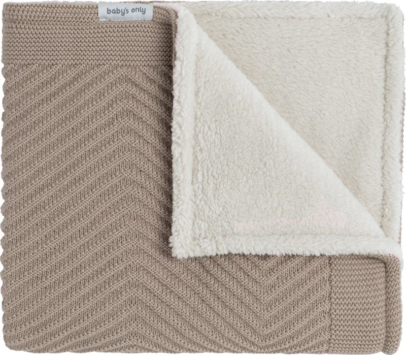 Wiegdeken Grace teddy - Baby deken gemaakt uit katoen en acryl - Visgraatmotief - Herfst en winter deken - 2.4 TOG - 70 x 95 cm de Baby's Only en Beige – photo produit