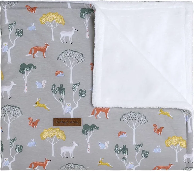 Wiegdeken teddy - Baby deken Forest - 100% katoen de Baby's Only en Gris – photo produit