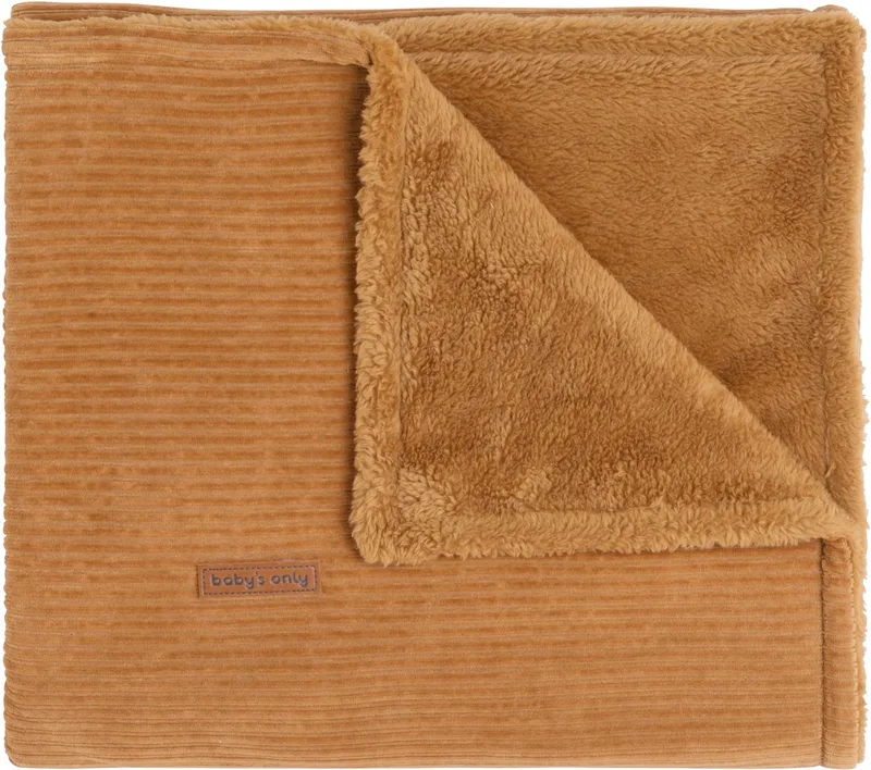 Wiegdeken teddy - Baby deken Sense - Dekentje voor jongens en meisjes - 2.6 TOG - 70x95 cm - Rib corduroy stof - Herfst & winter deken van Baby's Only in Caramel – productfoto